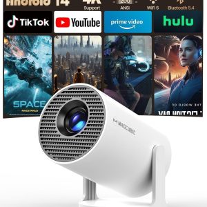 Magcubic Mini Beamer Projektor 4K Unterstützt Android 14, WiFi 6 BT 5.4 | Smart Projector Heimkino Klein Full HD 1080P Unterstützt 200 ANSI Auto Horizontal Trapezoid Correction 5W Lautsprecher