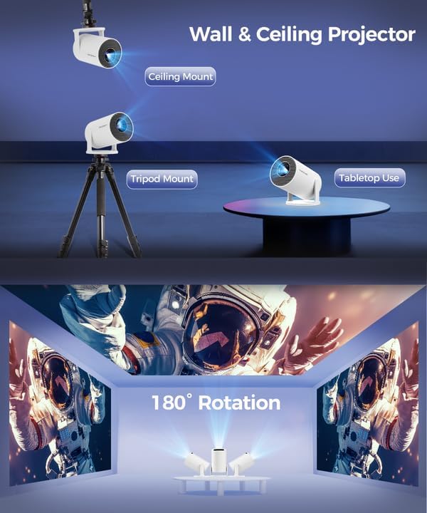 Magcubic Mini Beamer Projektor 4K Unterstützt Android 14, WiFi 6 BT 5.4 | Smart Projector Heimkino Klein Full HD 1080P Unterstützt 200 ANSI Auto Horizontal Trapezoid Correction 5W Lautsprecher – Bild 5